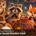 An owl, a raccoon, a fox, a bat and a wolf spider at a woodland Halloween party.